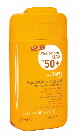 BIODERMA photo produit, Photoderm MAX Aquafluide Pocket SPF 50+ F30ml crème solaire format poche