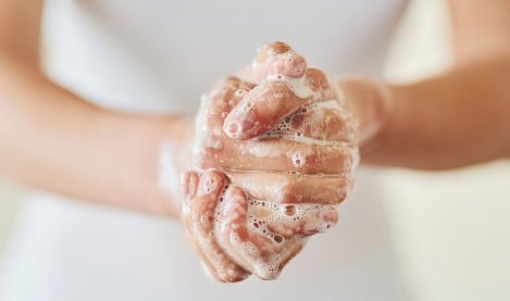 Spray désinfectant pour main avant manipulation de carpe koï